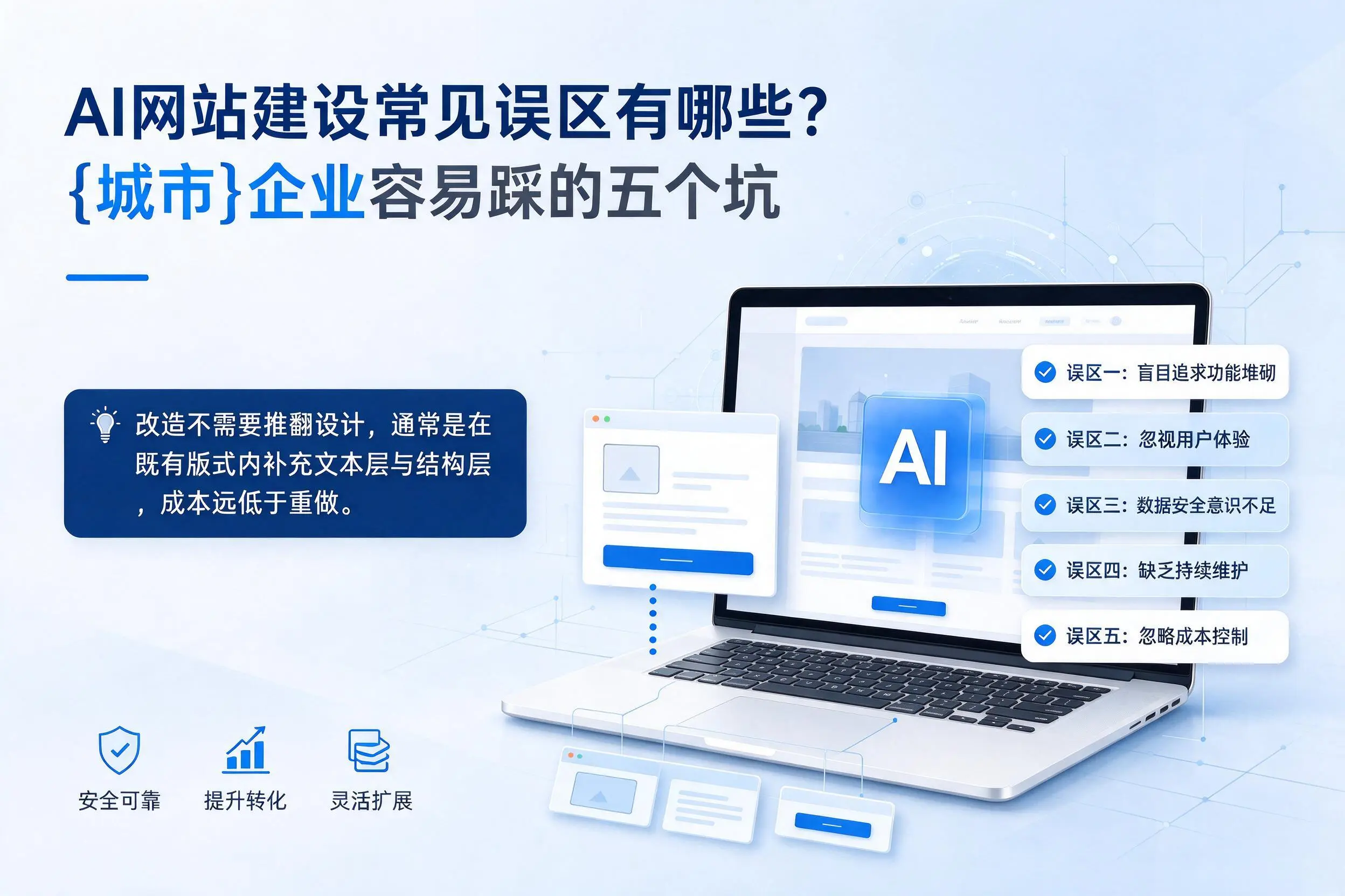 AI网站建设常见误区有哪些?桂林企业容易踩的五个坑