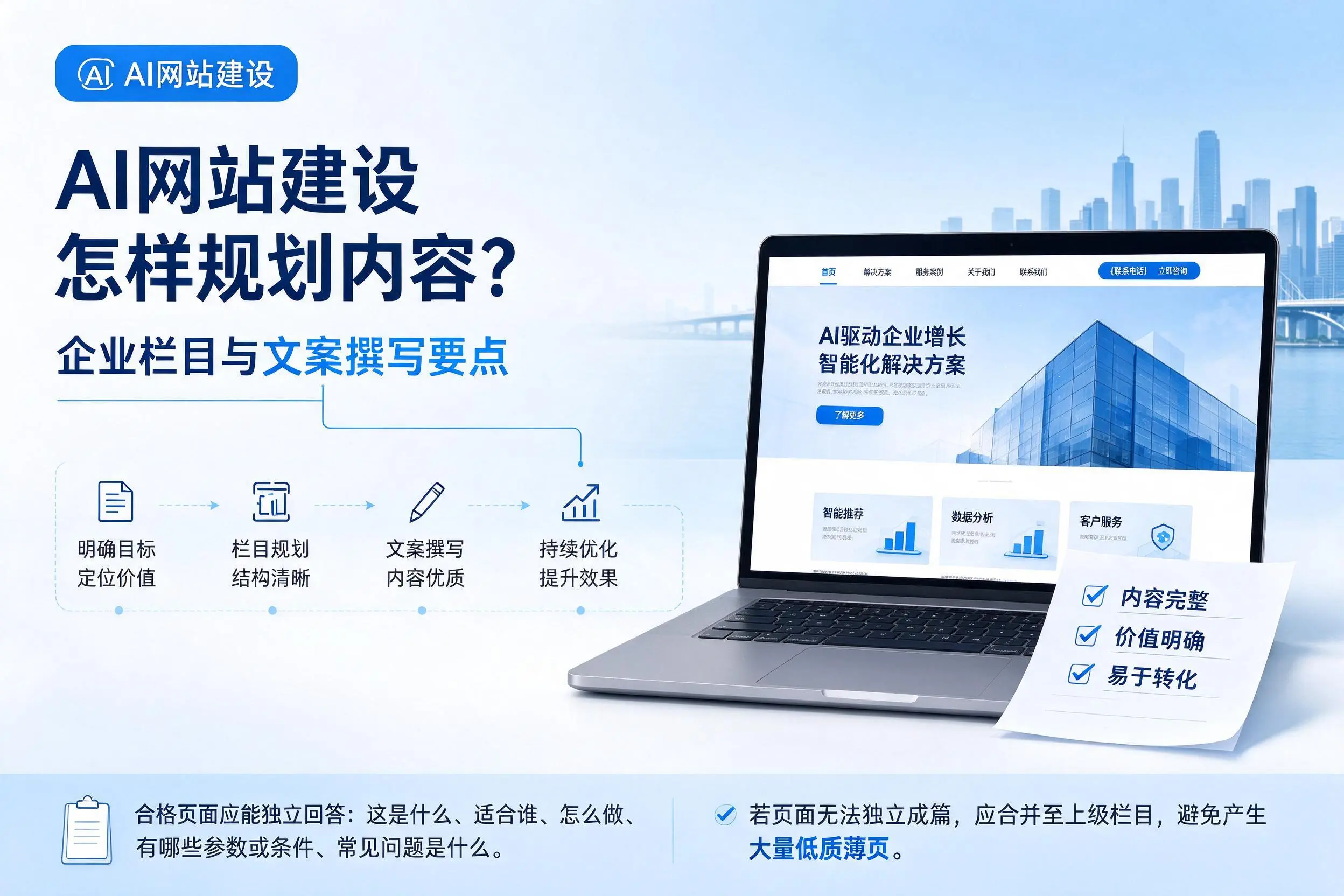 AI网站建设怎样规划内容？桂林企业栏目与文案撰写要点